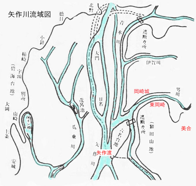矢作川中世流路推定図